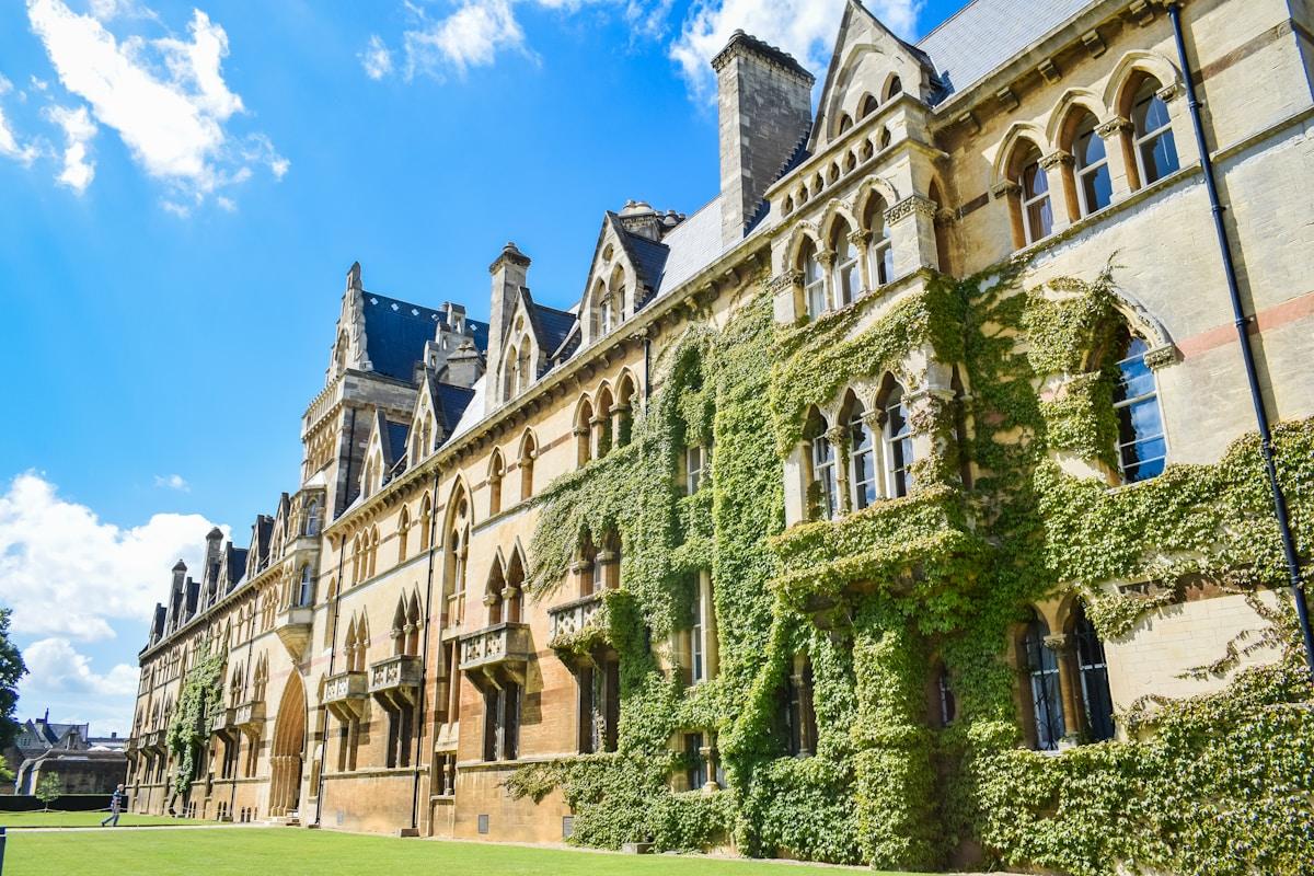 Historic Oxford University building with library and academic architecture