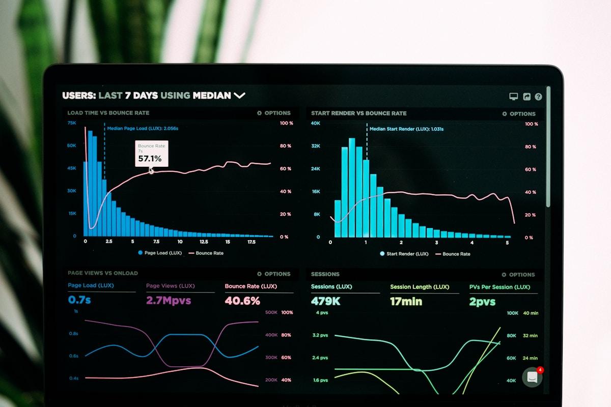 Financial technology dashboard showing data analytics and digital banking interface